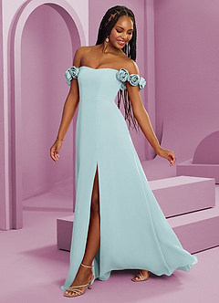 Barbie ♥ Azazie Jurken voor bruidsmeisjes Converteerbaar Jurk van Chiffon met A-Lijn Off the Shoulder De Nevel image7