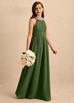 Azazie Aria Girls Formal Flower Girl Klänningar Klänning A-Line i Chiffong Plisserad image3