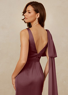 Christian Siriano Bridal for Azazie 1011 Bridesmaid Dresses Sangria Mermaid Bow Stretch Satin Dress image4