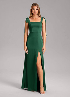 Azazie Frostine Brautjungfernkleider A-Linie Schleifen Stretch-Satin Kleid Dunkelgrün image5