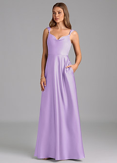 Azazie Beatrice 신부 들러리 드레스 A라인 스윗하트 네크라인 스트레치 새틴 바닥 길이 드레스 image3