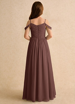 Azazie Chelo Girls Formal Abiti da Ragazza di Fiori Abito A-Line in Chiffon Plissettato Espresso image2