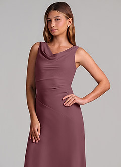 Azazie Nerine Brudtärnklänningar Klä av A-Linje i Chiffong Plisserad Sangria image6