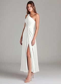 Azazie Brooke Suknie dla druhen Linia A Jedno ramię Satyna elastyczna Długość kostki Sukienka image5