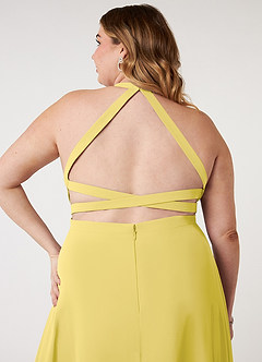 Azazie Clarice Abiti da Damigella Abito A-Line in Chiffon con Scollo Halter Canarino image10