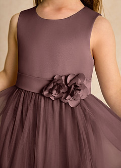 Azazie Miracle Abiti da Ragazza di Fiori Abito A-Line in Raso Opaco Fiocco Espresso image6