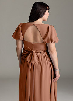 Azazie Madisynn Zwangerschaps Bruidsmeisjekleding Boog Chiffon Vloerlengte Jurk image10