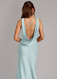 Azazie Cheryl Bridesmaid Dresses Mist Mermaid Stretch Satin Dress image2