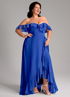 Azazie Lyra Bridesmaid Dresses Royal Blue A-Line Chiffon Convertible Dress image14