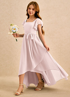 Azazie Milly Girls Formal Blumenmädchenkleider A-Linie Plissee Chiffon Kleid Zartrosa image6