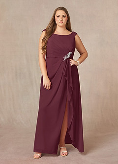Azazie Yarrow Mother of the Bride Dresses Cabernet A-Line Pleated Chiffon Dress image10