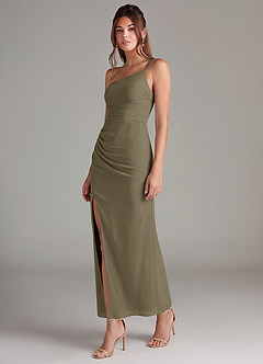 Azazie Eren Bridesmaid Dresses Willow Green Mermaid One Shoulder Chiffon Dress image5