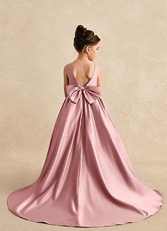 Azazie Mimia Flower Girl Dresses Dusty Rose A-Line Bow Matte Satin Dress image2