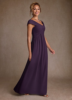 Azazie Myrtle Mother of the Bride Dresses Plum A-Line Pleated Chiffon Dress image3