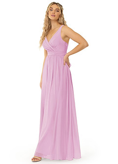Azazie Kora Bridesmaid Dresses Candy Pink A-Line Pleated Chiffon Dress image4