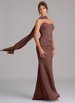 Azazie Sorrel Bridesmaid Dresses Espresso Mermaid Corset Chiffon Dress image3