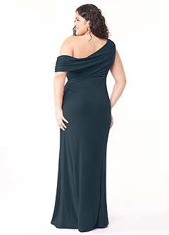 Azazie Rorie Brautjungfernkleider Etui One-Shoulder Luxuriöse Strickwaren Kleid Neptunblau image7