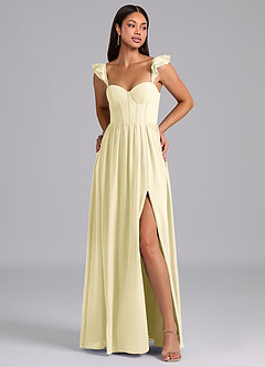 Azazie Denisse Suknie dla druhen Linia A Marszczony Szyfon Do ziemi Sukienka image1