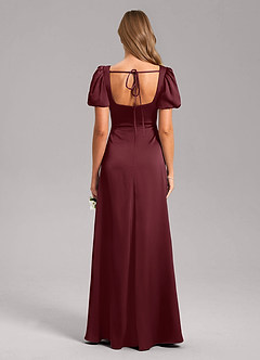 Azazie Fyona Robes de demoiselle d'honneur Robe Trapèze en Satin extensible Plissée Cabernet image2