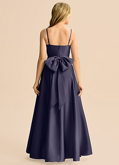 Azazie Rumi Junior A-Line Plisseret Stræk satin Gulv-længde Junior brudepige Kjole image2