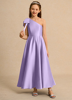 Azazie Guppy Junior Formal Flower Girl Klänningar Klä A-Line i Matt satäng Ena axeln image3