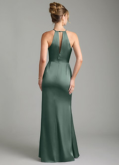 Azazie Aidyn Bridesmaid Dresses Sea Moss Sheath Pleated Stretch Satin Dress image2