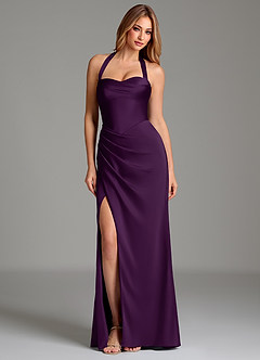 Azazie Serenity Vestidos de damas de honor Vestido de Uva de Satén Elástico de Corte Sirena con Escote de Corazón image3