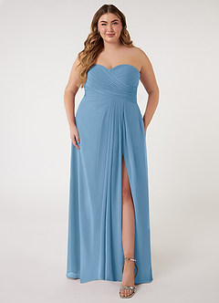 Azazie Arabella Allure Robes de demoiselle d'honneur Robe Trapèze Convertible en Mousseline de soie Encolure en Forme de Cœur Acier Bleuté image12