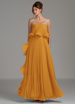 Azazie Alexia Bridesmaid Dresses Butterscotch A-Line Ruched Chiffon Dress image6