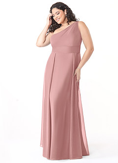 Azazie Dallas Bridesmaid Dresses Dusty Rose A-Line One Shoulder Chiffon Dress image8