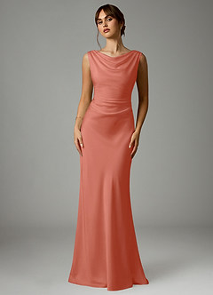 Azazie Kieryn Brudepigekjoler Havfrue Plisseret Stræk satin Gulv-længde Kjole image1