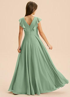 Azazie Anysa Junior Robe Trapèze en Mousseline de soie Rayé Matcha image2