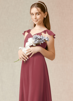 Azazie Everett Junior Vestido de Merlot de Gasa de Corte En A image6