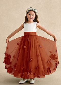 Azazie Vi Flower Girl Dresses Paprika A-Line Sleeveless Tulle Dress image5