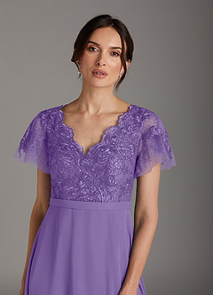 Azazie Singer Mother of the Bride Dresses Tahiti A-Line V-Neck Lace Chiffon Dress image6