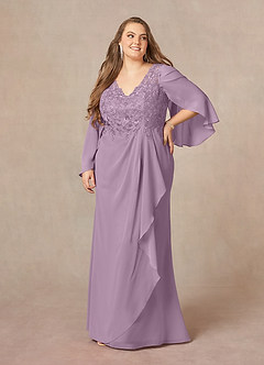 Azazie Perry Kleider für die Brautmutter Meerjungfrau-Linie V-Hals Spitze Chiffon Kleid Blauregen image9
