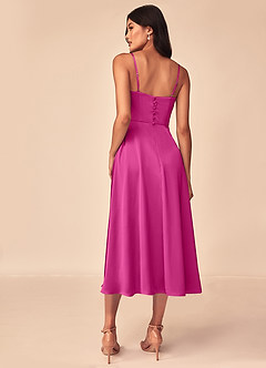 Azazie Dottie Bridesmaid Dresses Fuchsia A-Line Stretch Satin Dress image2