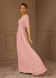 Azazie Tricia Mother of the Bride Dresses Rosette A-Line V-Neck Pleated Chiffon Dress image2