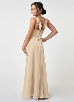 Azazie Emily Junior Champagne A-Line Ruched Chiffon Dress image4