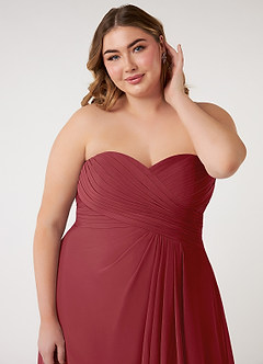 Azazie Arabella Allure Bridesmaid Dresses Pomegranate A-Line Sweetheart Neckline Chiffon Convertible Dress image14