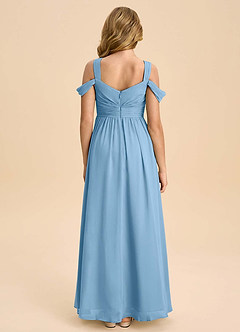Azazie Lianne Junior Steel Blue A-Line Off the Shoulder Chiffon Dress image7