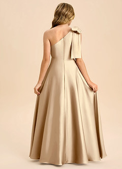 Azazie Penguin Junior Abito A-Line in Raso Elasticizzato Fiocco Champagne image2