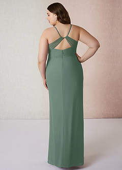 Azazie Blink Final Sale Eucalyptus Sheath V-Neck Chiffon Dress image7