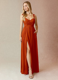 Azazie Reniya Final Sale Paprika A-Line Sweetheart Neckline Mesh Convertible Dress image1