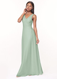 Azazie Nala Bridesmaid Dresses Agave A-Line Pleated Chiffon Dress image3