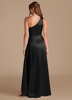 Azazie Brooke Jurken voor bruidsmeisjes Jurk van Metaalachtig Satijn met A-Lijn One-Shoulder Zwart image7