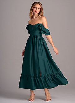 Azazie Anaya Bridesmaid Dresses Pine A-Line Sweetheart Neckline Stretch Satin Convertible Dress image3