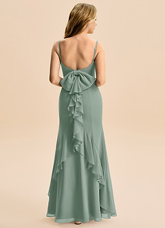 Azazie Lioren Junior Silver Sage Mermaid Bow Chiffon Dress image3