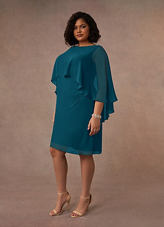 Azazie Mirra Mother of the Bride Dresses Ink Blue Sheath Scoop Pleated Chiffon Dress image8