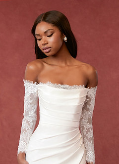 Azazie Onyx Wedding Dresses Diamond White Mermaid Sequins Crepe Back Satin Dress image5